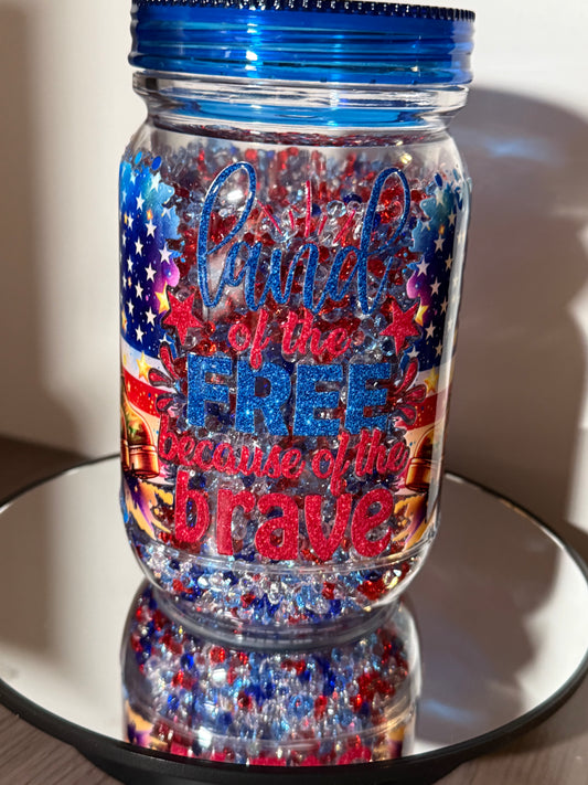 20oz. 4th of July snow globe tumbler