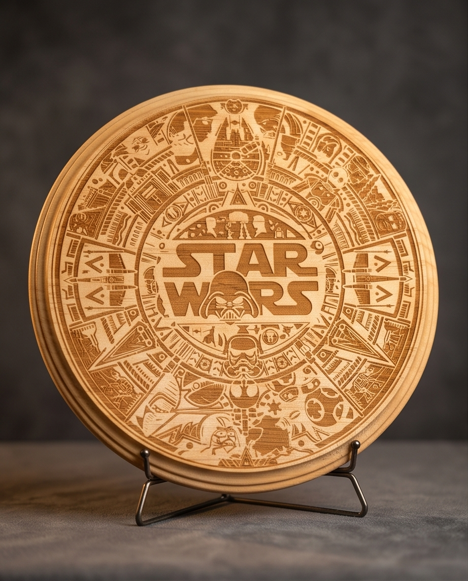 Galactic Wars Engraved Wooden Display Plaque