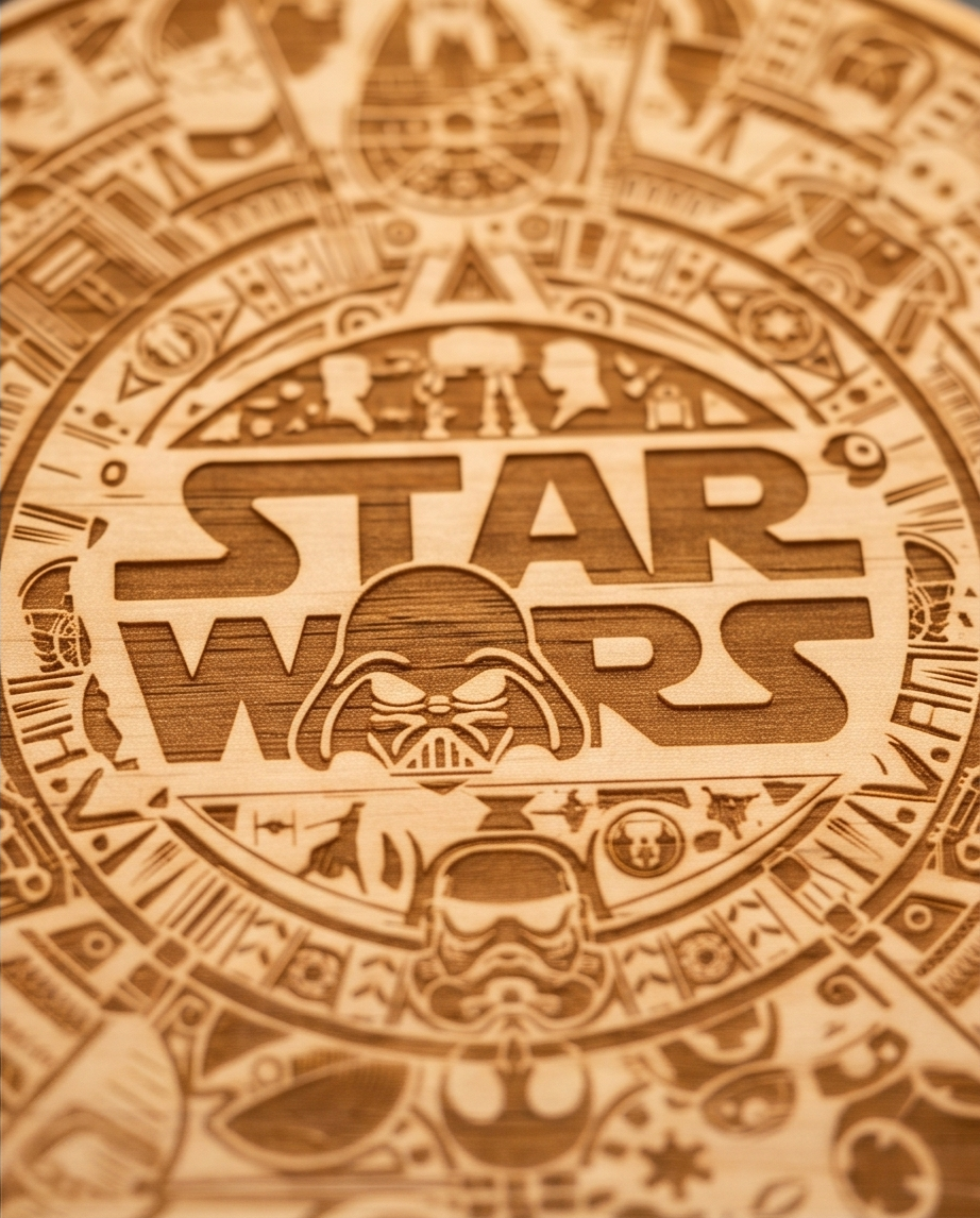 Galactic Wars Engraved Wooden Display Plaque